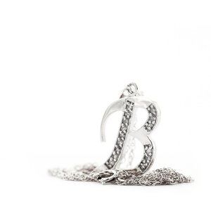 14k Gold Necklace Diamonds Initial "B" Pendant